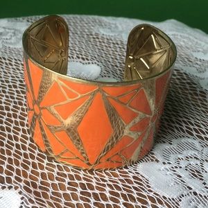Orange Geometric Cuff Bracelet